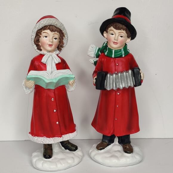 Regency Red Retro Ceramic Children Christmas Carolers Singing Figurine Set - Picture 10 of 14